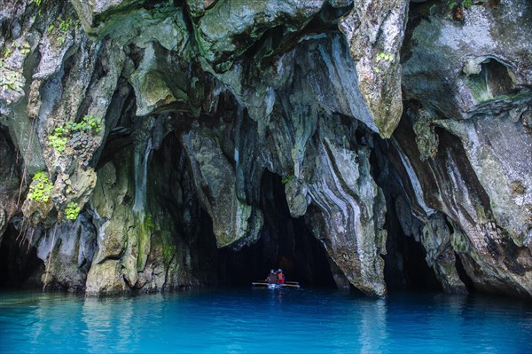 Tourist boat in Puerto Princessa rock caves and underground river