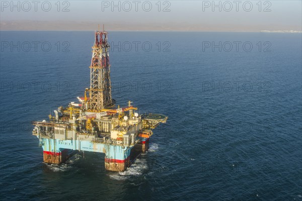 Aerial view of an oil plattform off the coast of Walvis Bay
