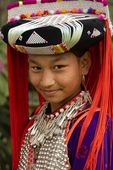 Lisu girl with traditional headdress and clothes