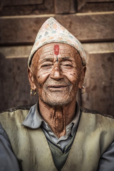 Newari man with traditional hat