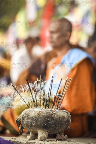 Smoking bowl at the Bodhi tree at the Mayadevi temple