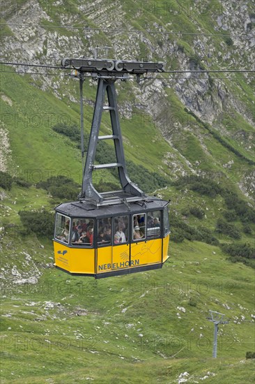 Yellow gondola of the Nebelhorn Cable Car