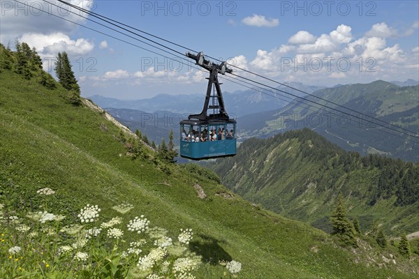 Gondola of the cable car to the Walmendinger Horn