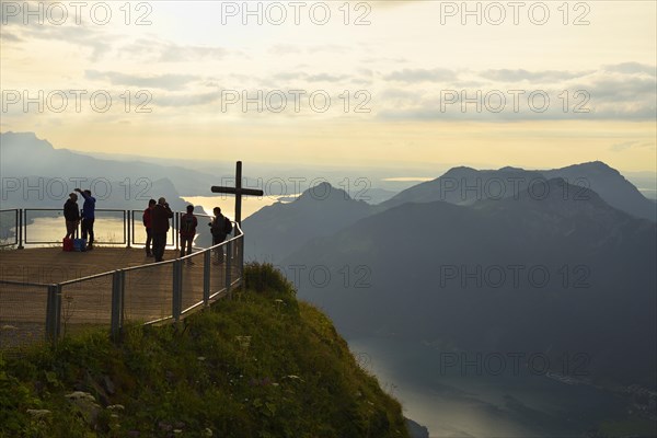 Tourists on the Stoos-Fronalpstock observation deck