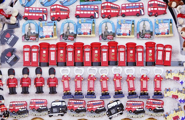 Tourist souvenirs on souvenir stand in London