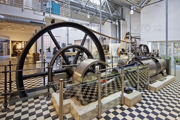 Interior view with a steam engine