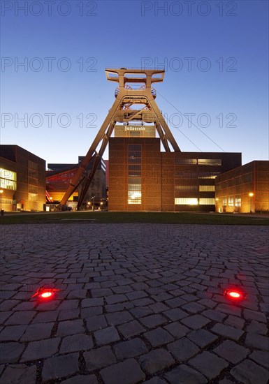 Zeche Zollverein with the winding tower of shaft XII in the evening