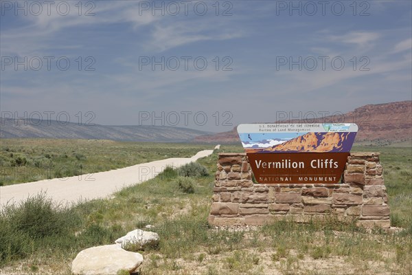 Sign Vermilion Cliffs National Monument on Highway 89A