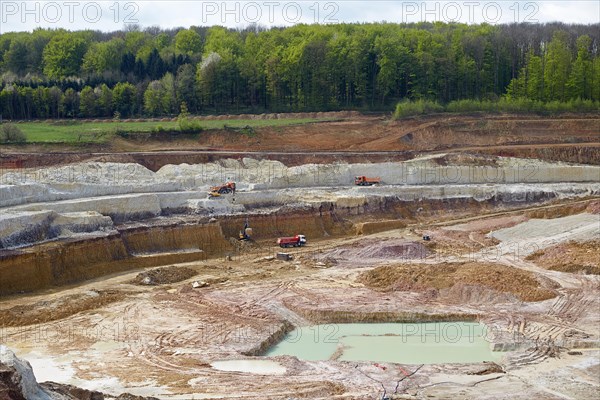Clay mining in a clay pit