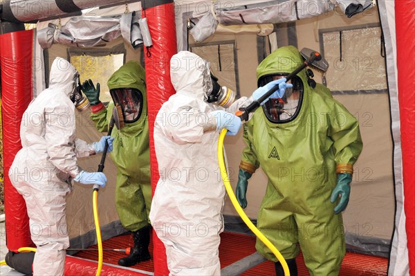 Firefighters during hazardous task