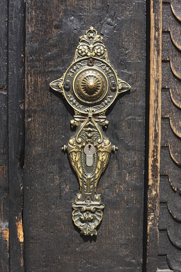 Old ornate door lock made of Metal
