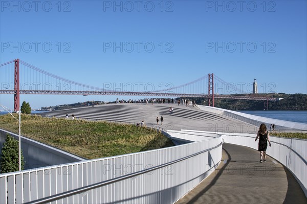 View from the pedestrian bridge to the roof of the museum MAAT