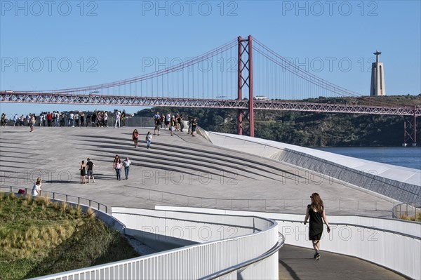 View from the pedestrian bridge to the roof of the museum MAAT