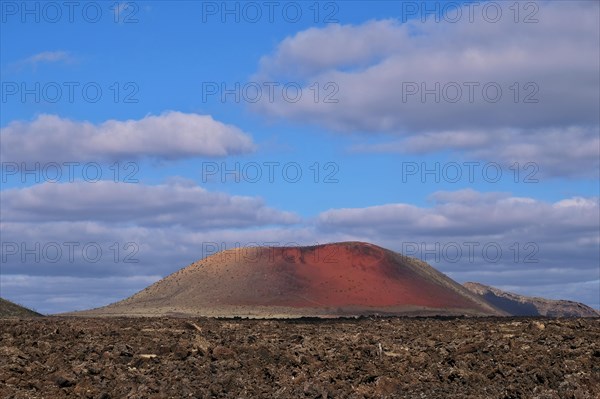 Lavafield Caldera Colorada with red volcano Pico Partido