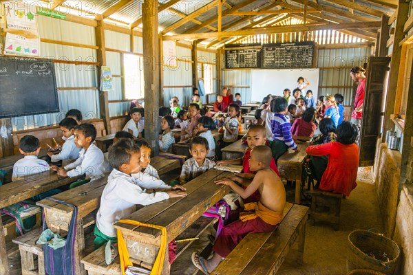 School children sitting at their desks