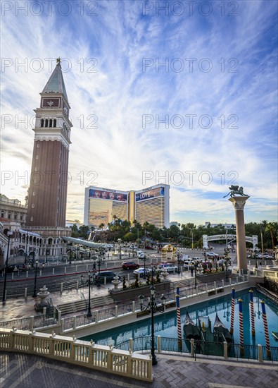 View from casino and luxury hotel The Venetian to hotel The Mirage