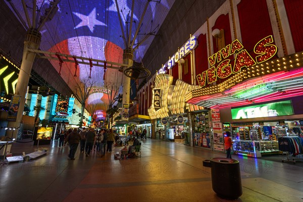 Neon dome of the Fremont Street Experience in old Las Vegas