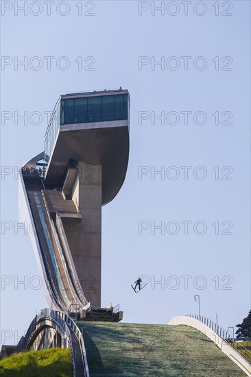 Ski jumper in flight