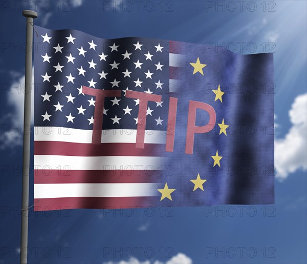 EU and USA Flag with TTIP writing