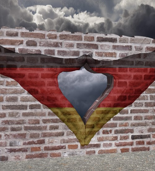 Merkel diamond on s wall with German flag