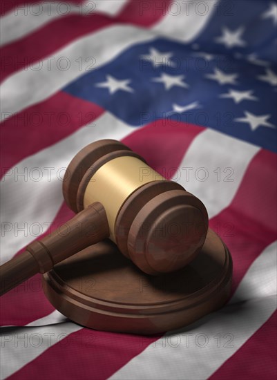 Gavel on US flag