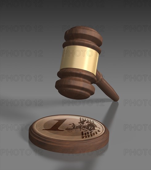 Gavel in front of grey background