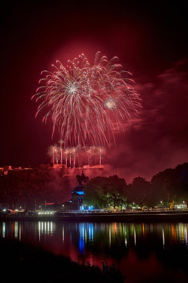 Colorful fireworks at the Ehrenbreitstein Fortress