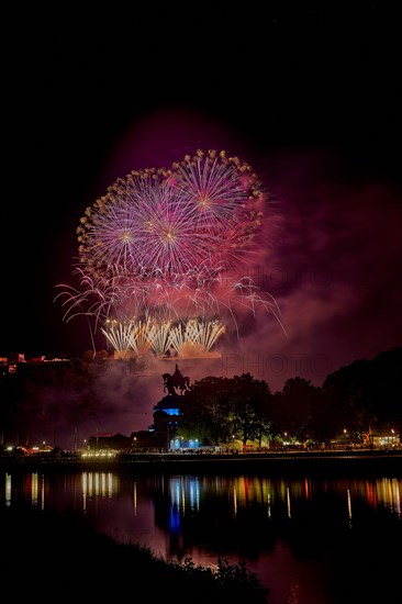 Colorful fireworks at the Ehrenbreitstein Fortress