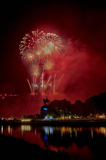 Colorful fireworks at the Ehrenbreitstein Fortress