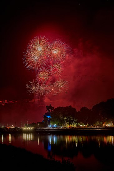 Colorful fireworks at the Ehrenbreitstein Fortress