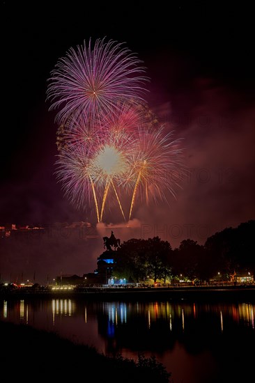 Colorful fireworks at the Ehrenbreitstein Fortress