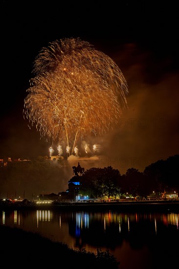 Colorful fireworks at the Ehrenbreitstein Fortress