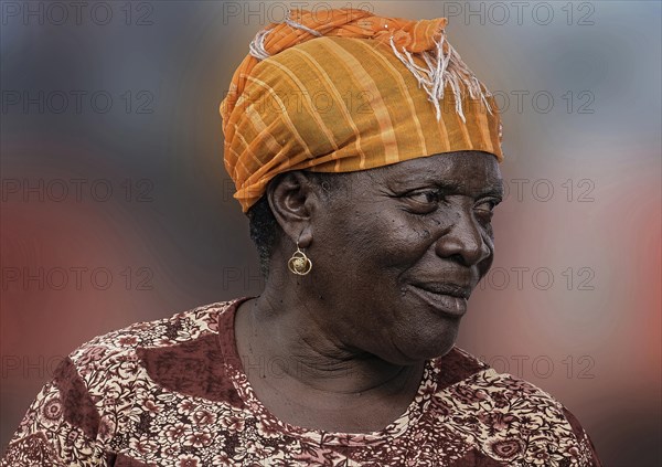 Portrait of a woman at a market