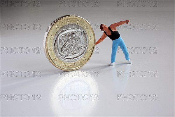 Discus thrower with Greek euro coin