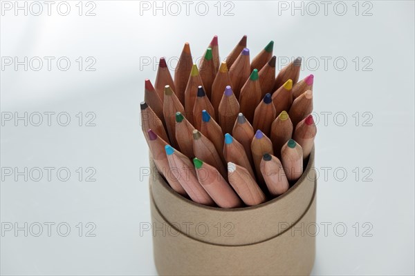 Coloured coloured pencils in a can