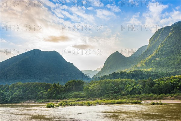 River landscape with karst mountains