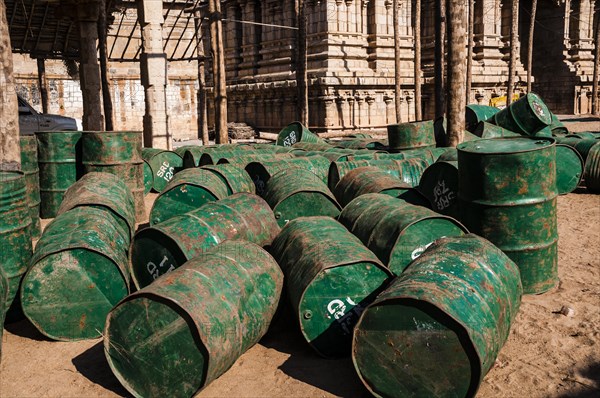 Old rusty oil drums