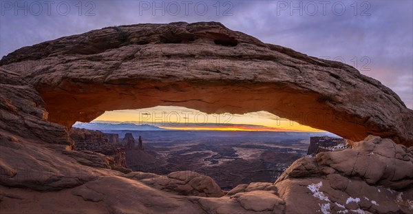 View through arch Mesa Arch at sunrise