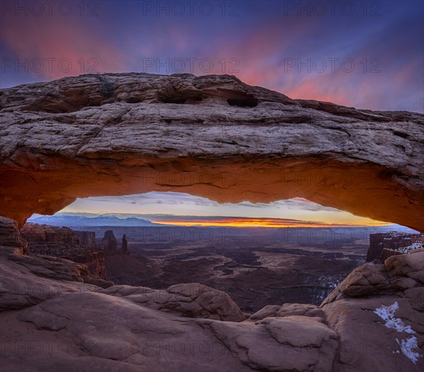 View through arch Mesa Arch at sunrise