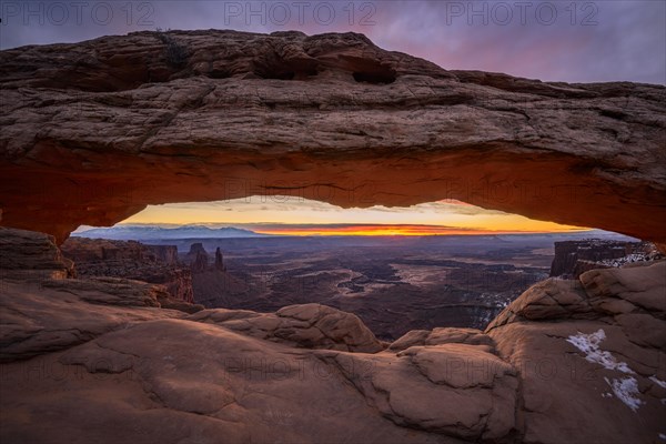 View through arch Mesa Arch at sunrise