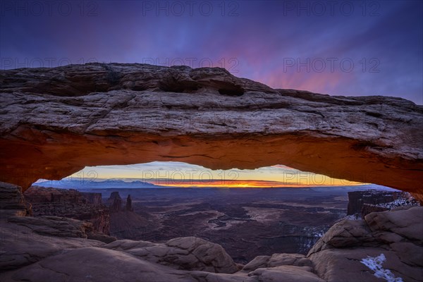 View through arch Mesa Arch at sunrise