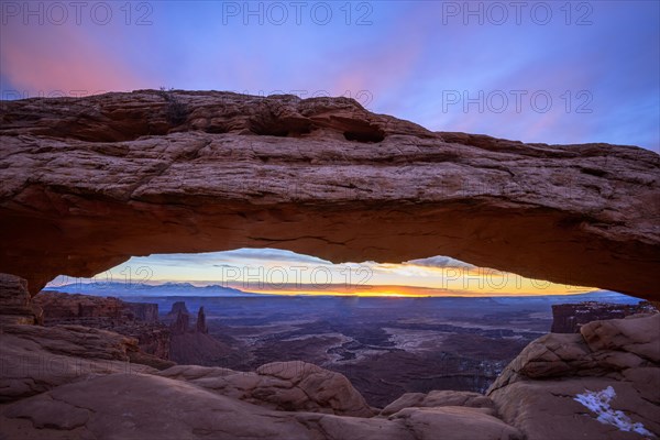 View through arch Mesa Arch at sunrise