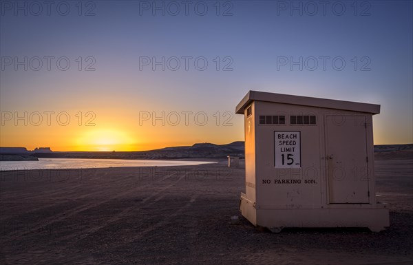 Beach cabin at sunrise