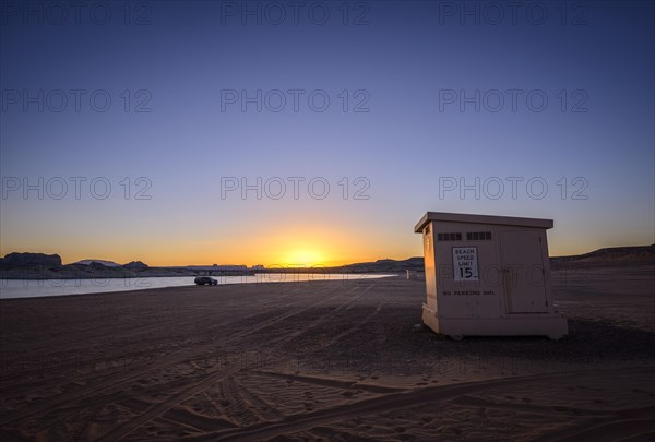 Beach cabin at sunrise