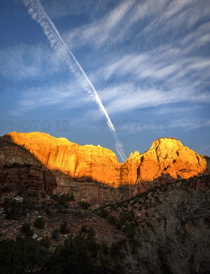 Mountain The Sentinel is illuminated by the morning sun