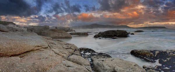 Rocky beach at twilight