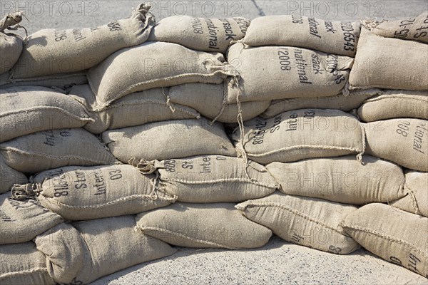 Stacked sandbags