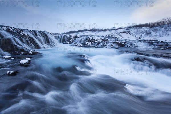 Waterfall Bruarfoss in winter