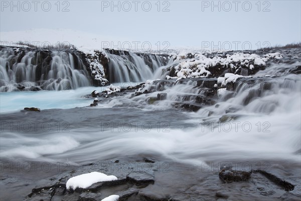 Waterfall Bruarfoss in winter