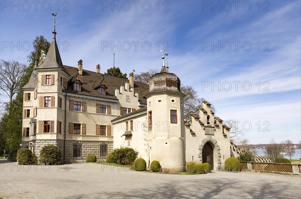 The Schloss Seeburg castle in Kreuzlingen with view of Lake Constance